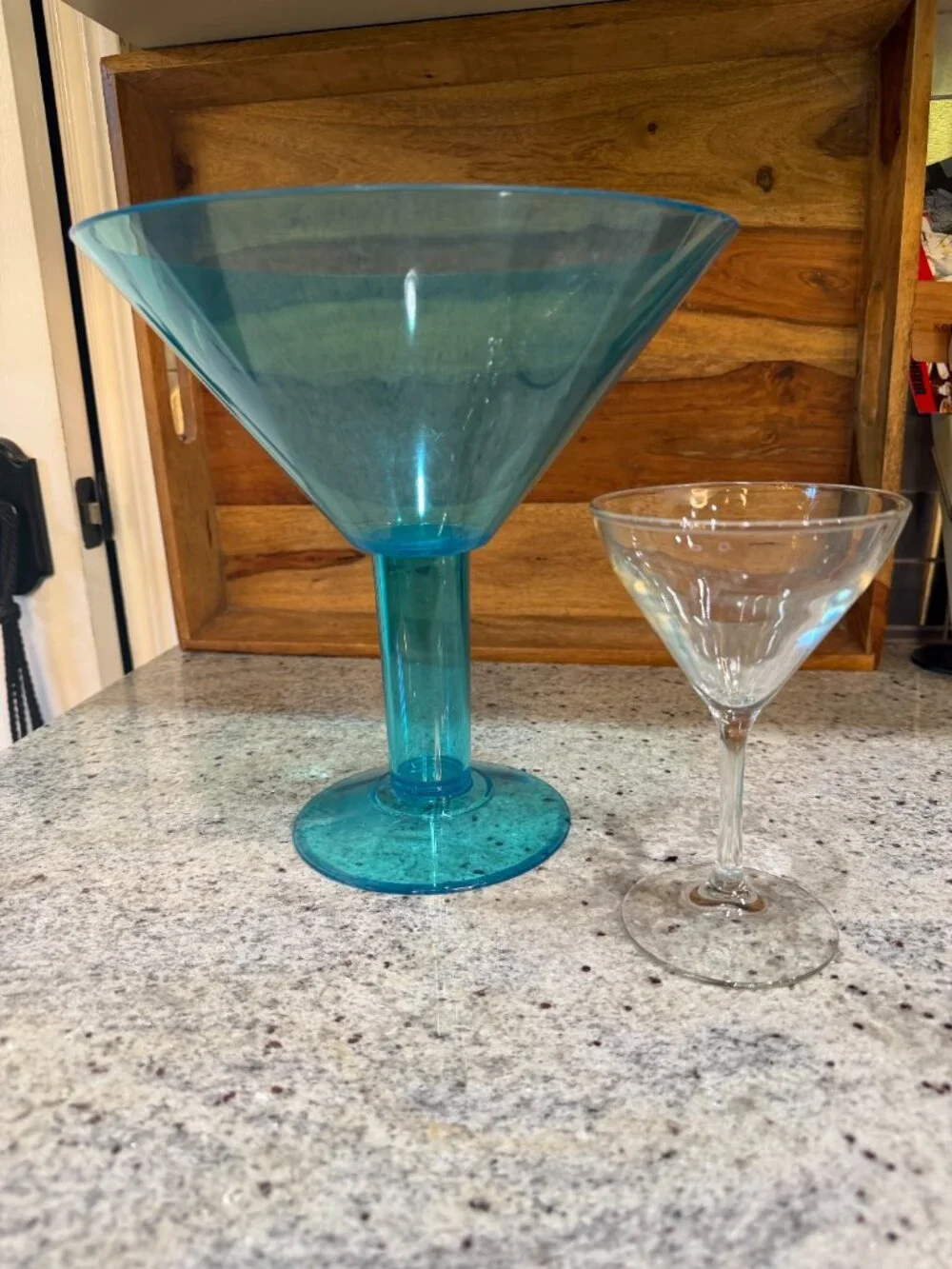 GIANT Turquoise Clear Plastic Martini Glass
